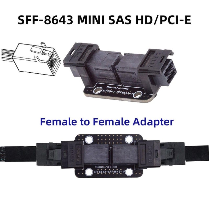 Chenyang SFF-8643 Coupler Adapter Mini SAS 4.0 SFF-8643 Female to Female Internal Expansion Adapter - Image 2
